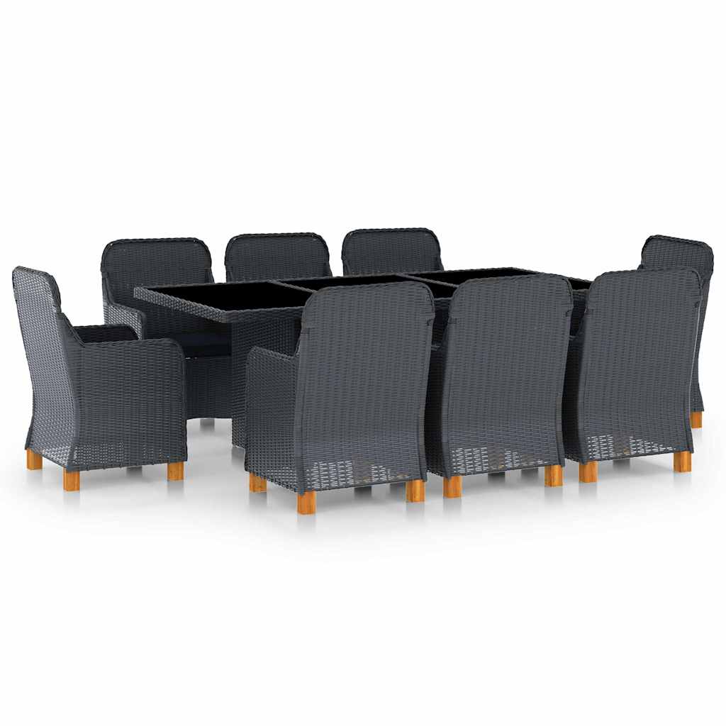 vidaXL 7-delige Tuinset met kussens poly rattan donkergrijs