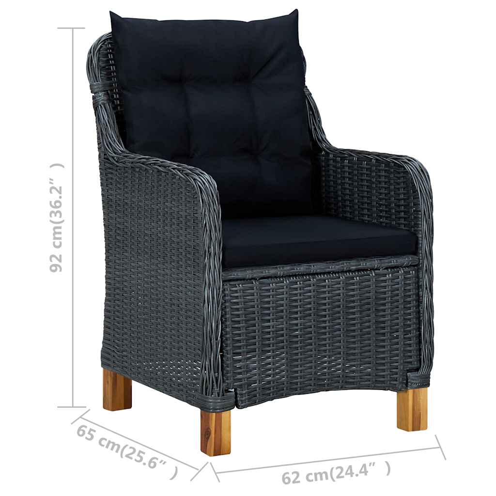 vidaXL 7-delige Tuinset met kussens poly rattan donkergrijs
