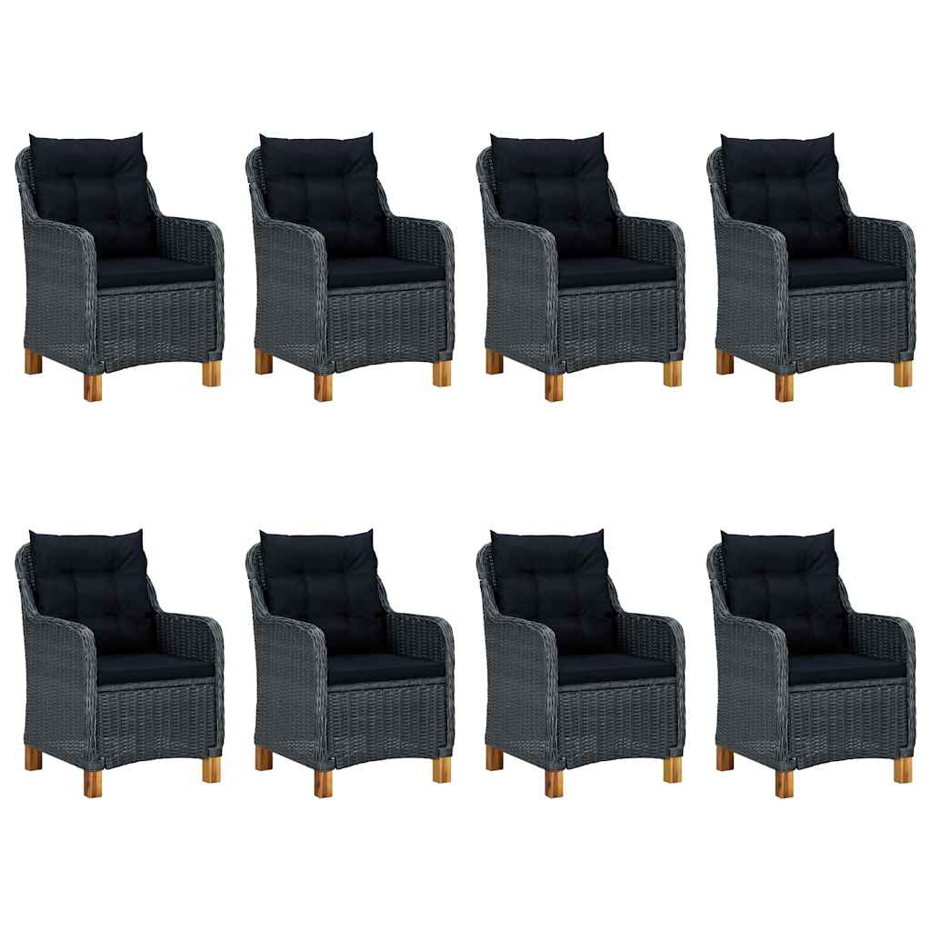 vidaXL 7-delige Tuinset met kussens poly rattan donkergrijs
