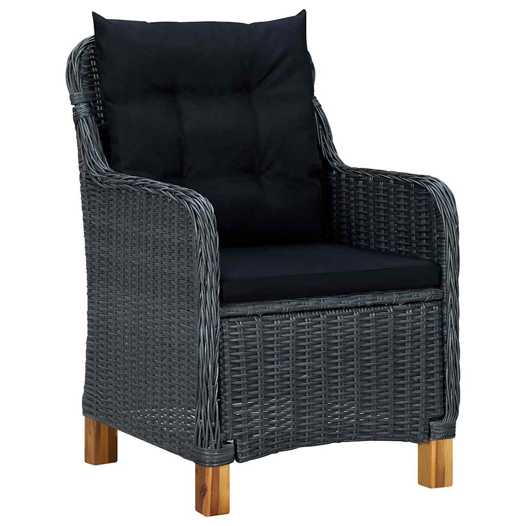 vidaXL 7-delige Tuinset met kussens poly rattan donkergrijs