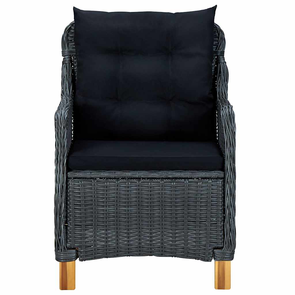 vidaXL 7-delige Tuinset met kussens poly rattan donkergrijs