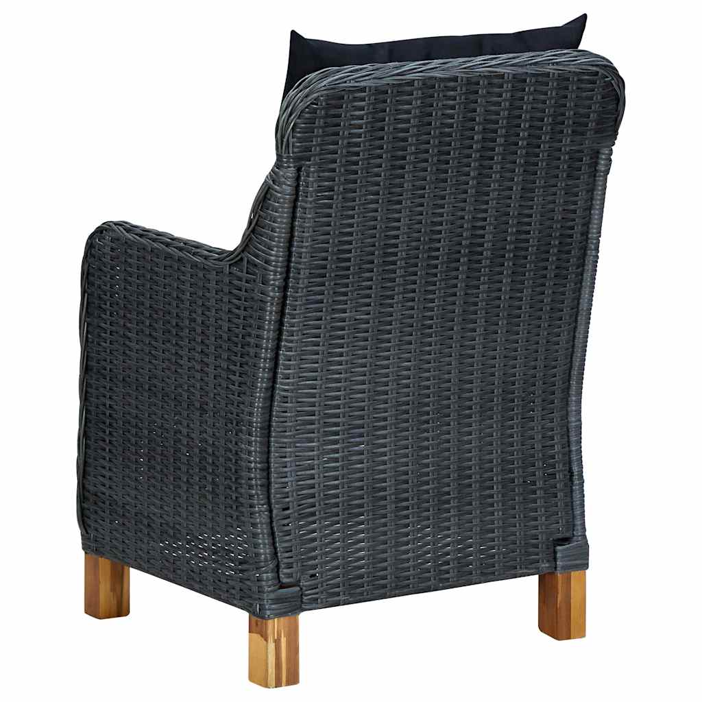 vidaXL 7-delige Tuinset met kussens poly rattan donkergrijs