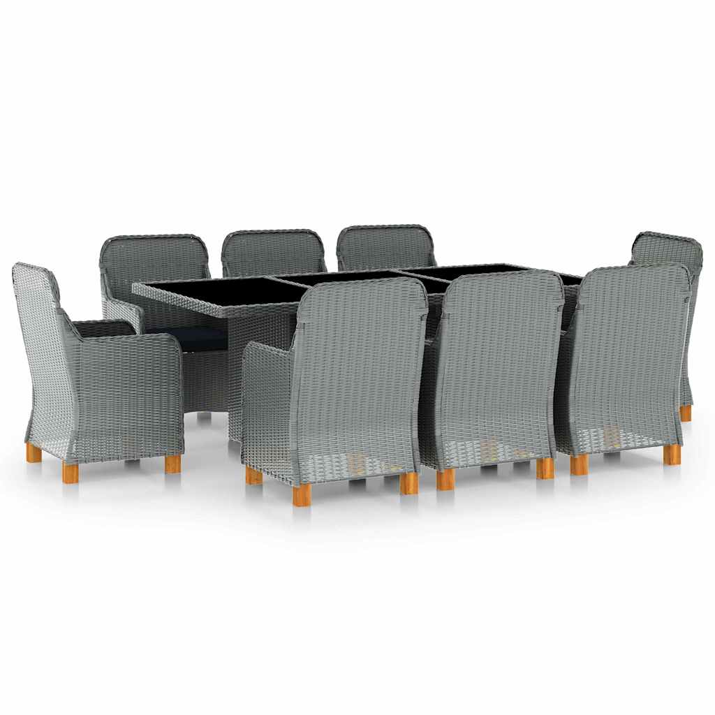 vidaXL 7-delige Tuinset met kussens poly rattan donkergrijs