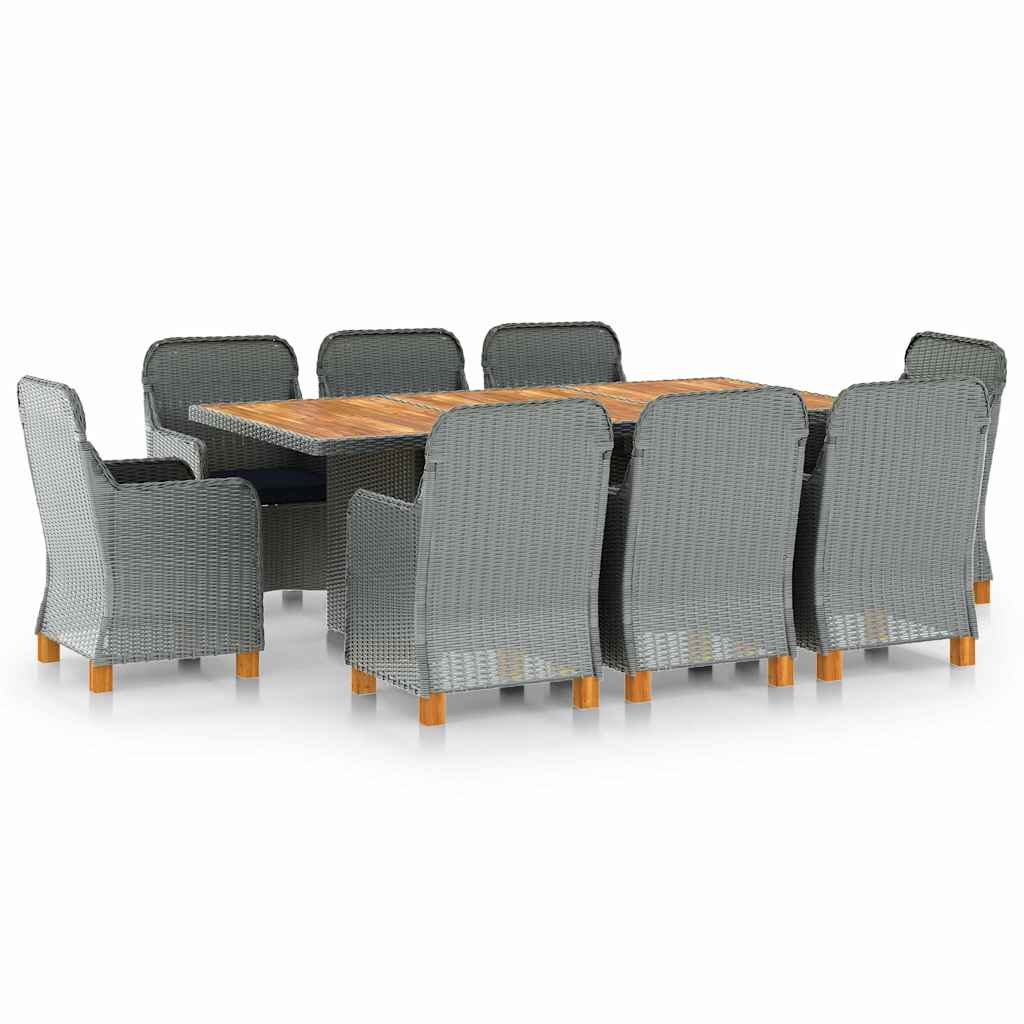 vidaXL 7-delige Tuinset met kussens poly rattan donkergrijs