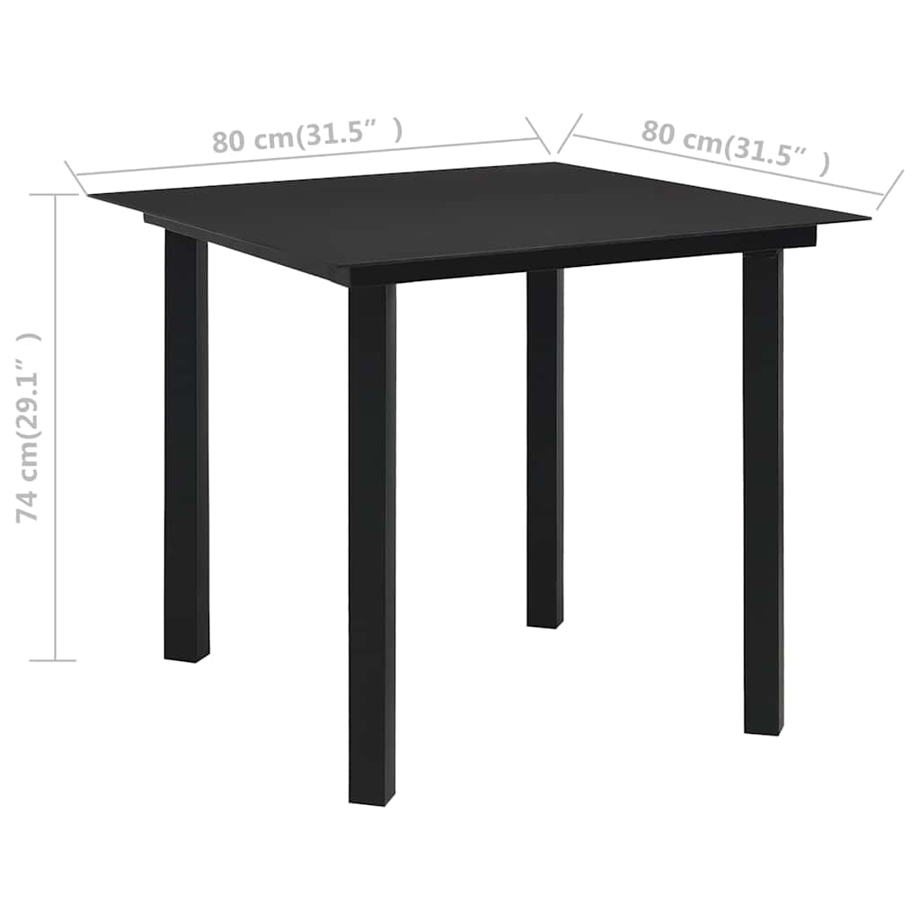 vidaXL 5-delige Tuinset glas en staal zwart