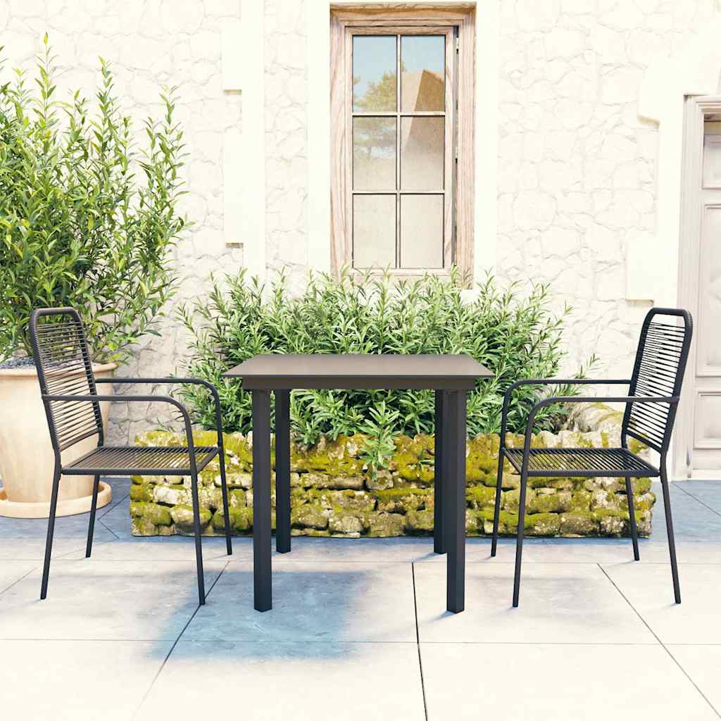 vidaXL 5-delige Tuinset glas en staal zwart