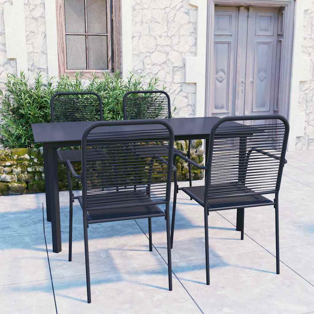 vidaXL 5-delige Tuinset glas en staal zwart