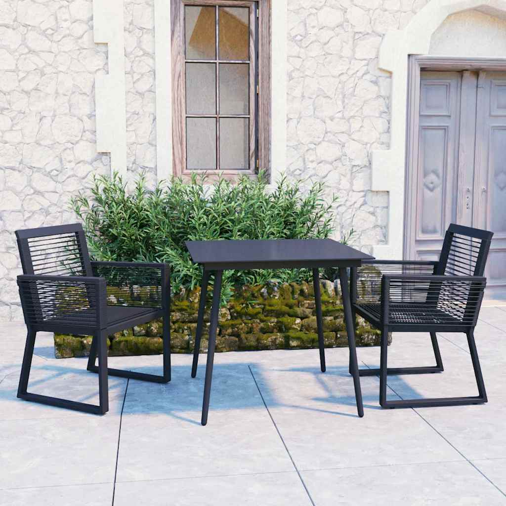 vidaXL 7-delige Tuinset PVC-rattan zwart