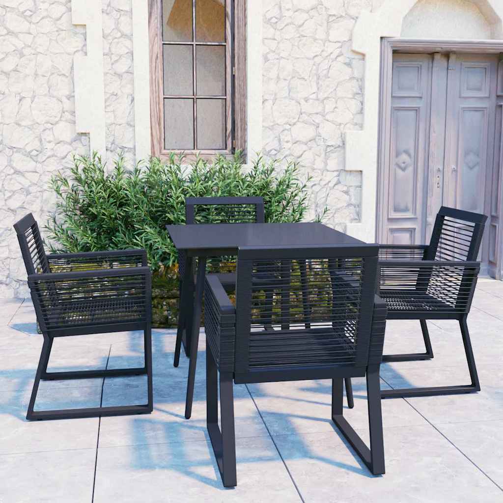 vidaXL 7-delige Tuinset PVC-rattan zwart