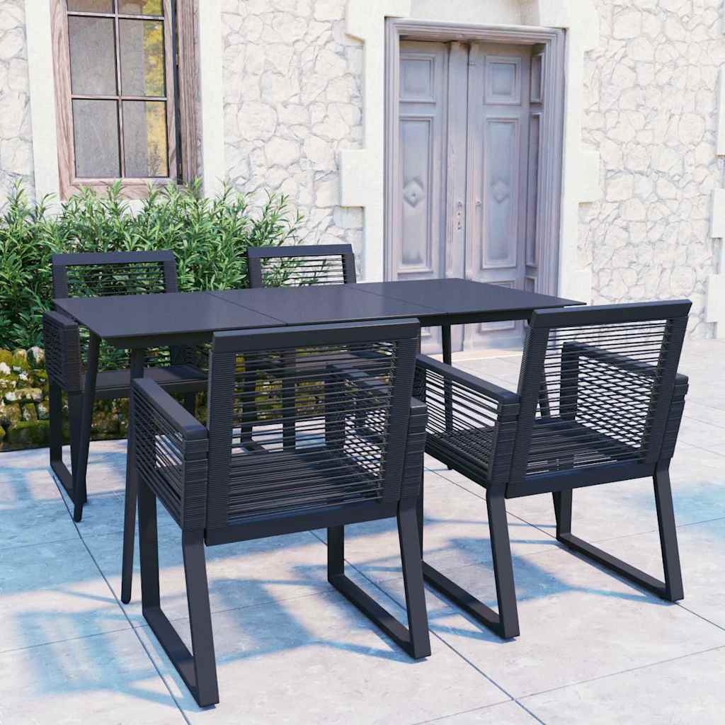 vidaXL 7-delige Tuinset PVC-rattan zwart