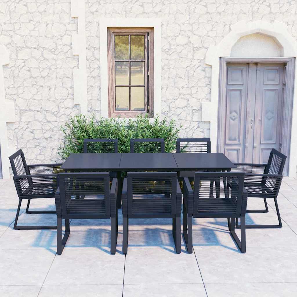 vidaXL 7-delige Tuinset PVC-rattan zwart