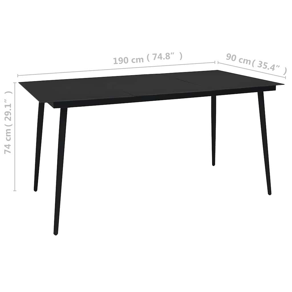 vidaXL 7-delige Tuinset PVC-rattan zwart