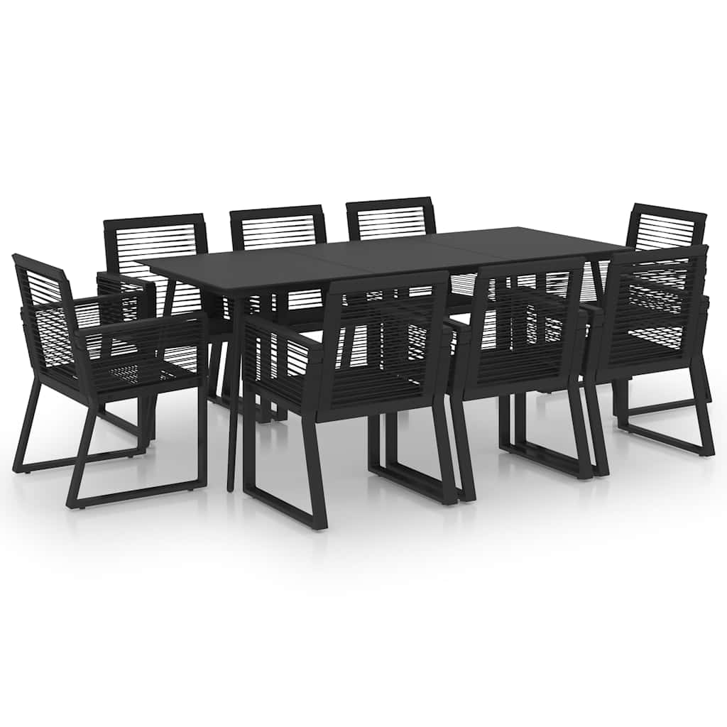 vidaXL 7-delige Tuinset PVC-rattan zwart