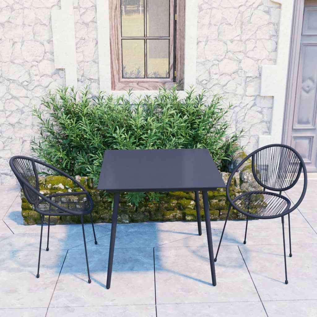 vidaXL 7-delige Tuinset PVC-rattan zwart