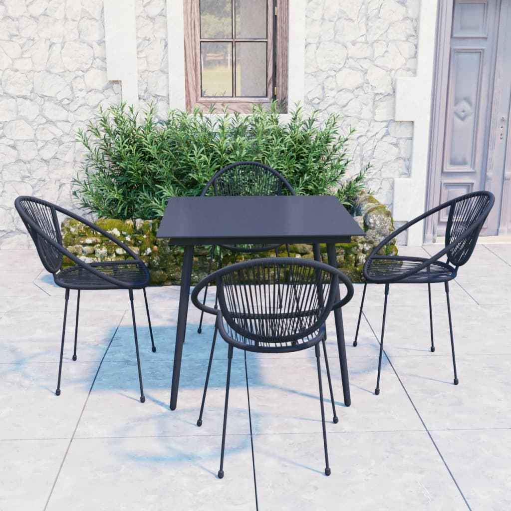 vidaXL 7-delige Tuinset PVC-rattan zwart