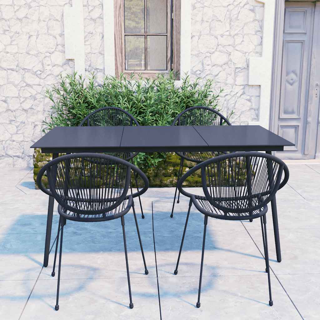 vidaXL 7-delige Tuinset PVC-rattan zwart