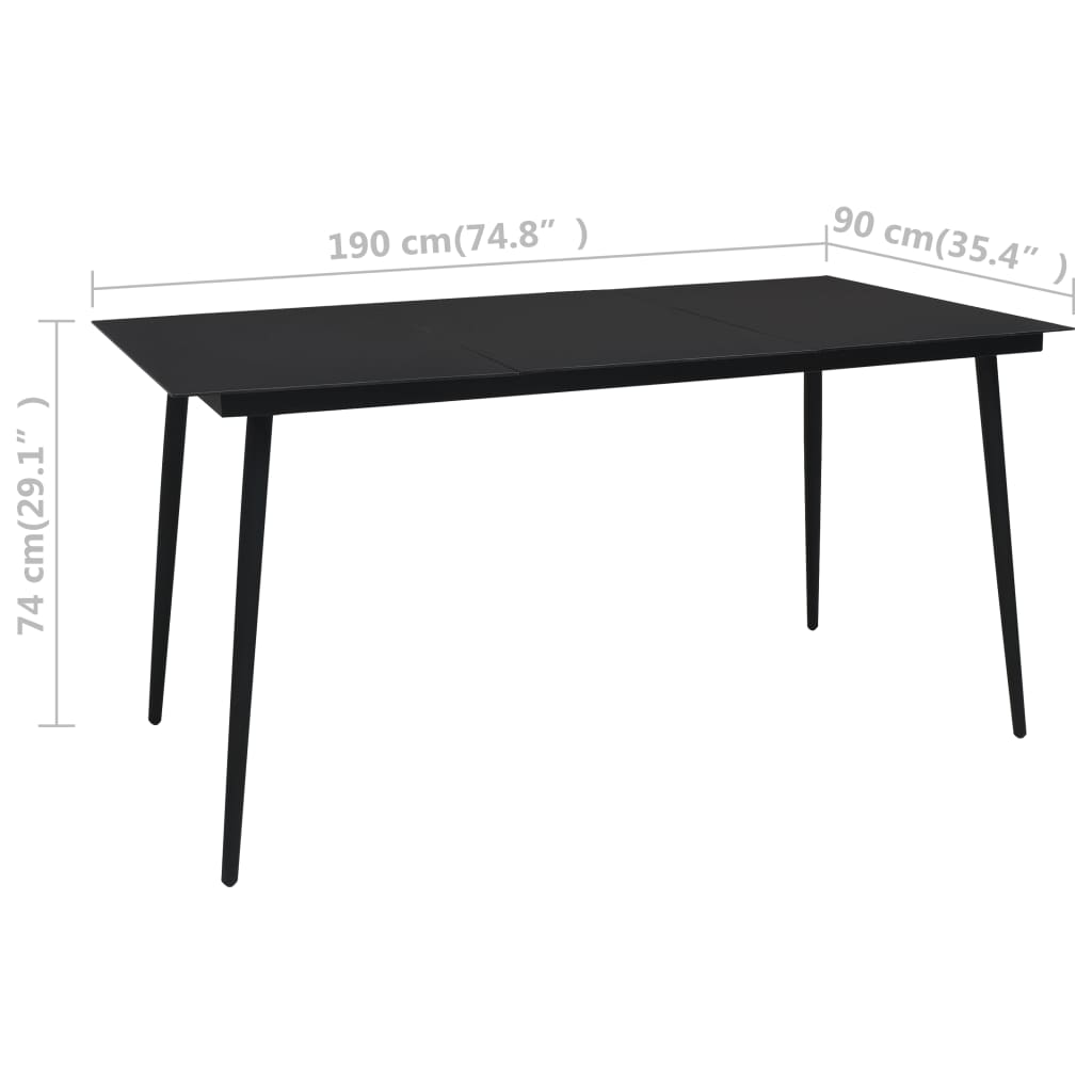vidaXL 7-delige Tuinset PVC-rattan zwart