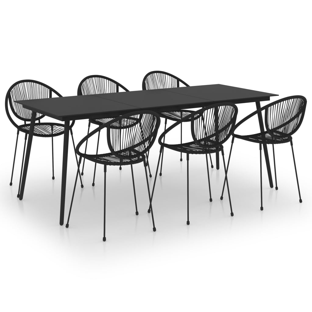 vidaXL 7-delige Tuinset PVC-rattan zwart