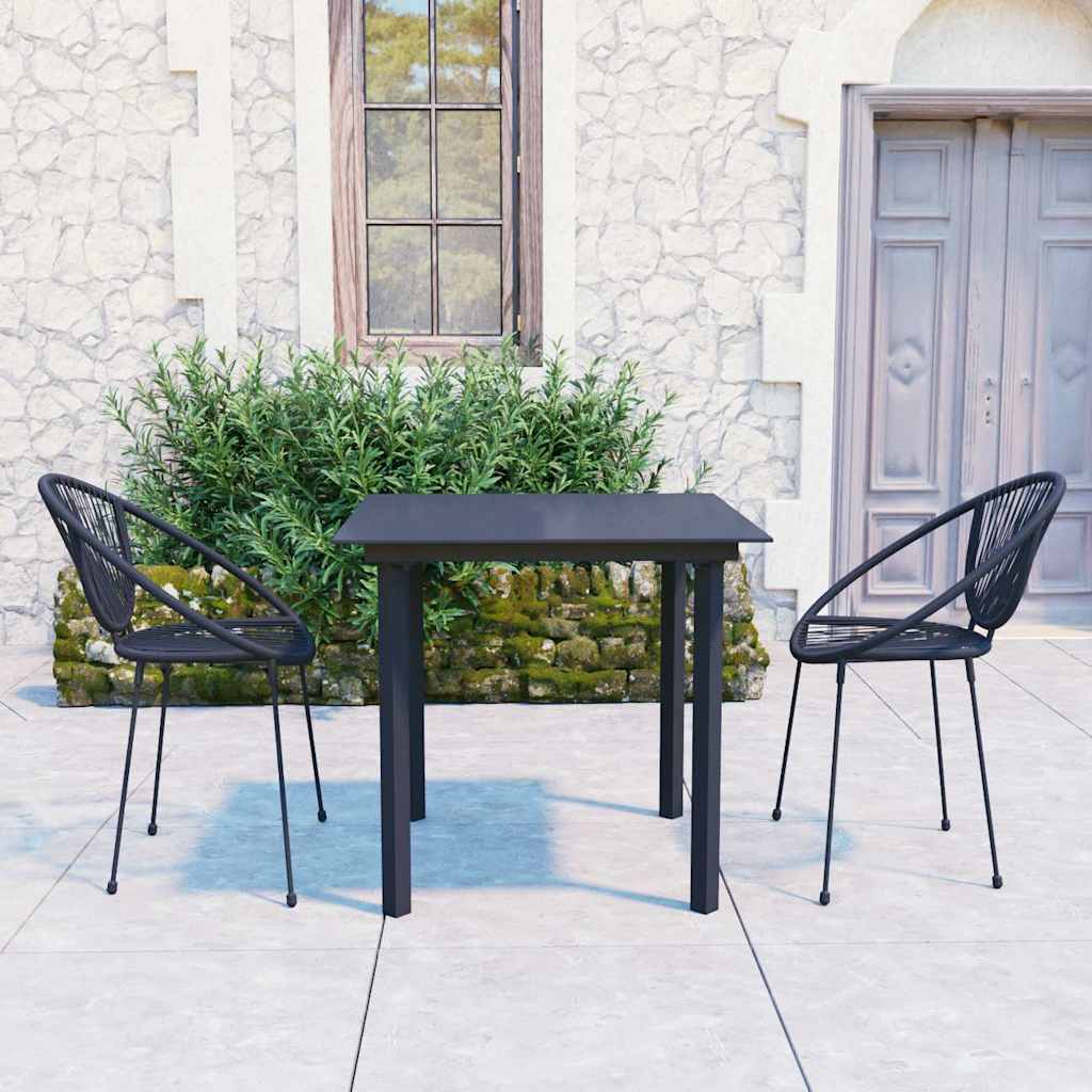 vidaXL 7-delige Tuinset PVC-rattan zwart