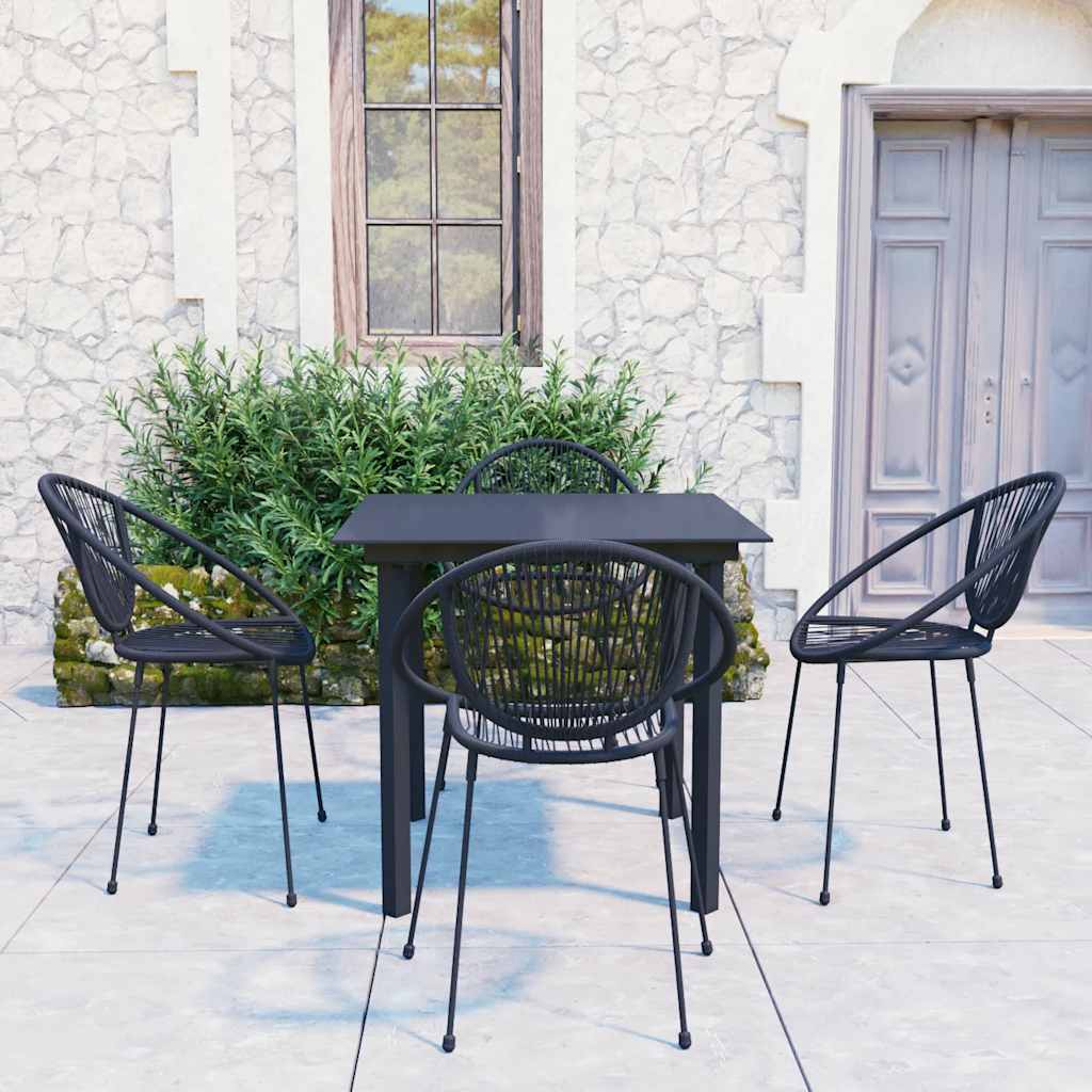 vidaXL 7-delige Tuinset PVC-rattan zwart
