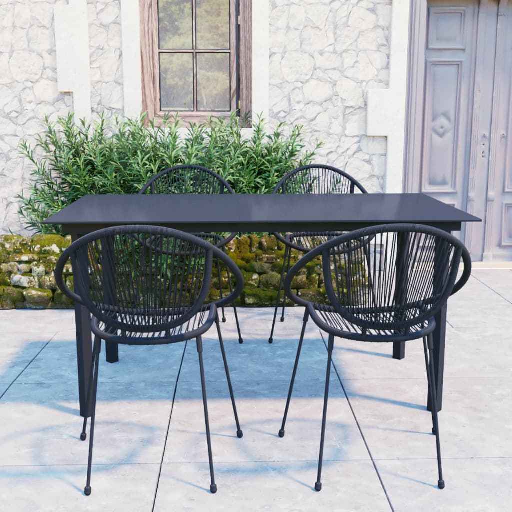 vidaXL 7-delige Tuinset PVC-rattan zwart