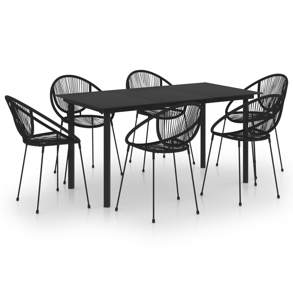 vidaXL 7-delige Tuinset PVC-rattan zwart
