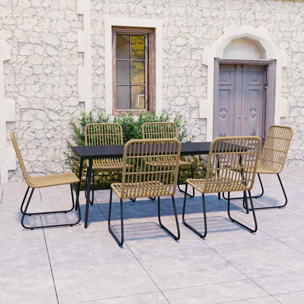vidaXL 3-delige Tuinset poly rattan en glas