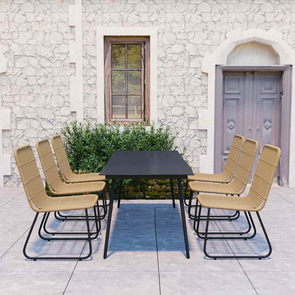 vidaXL 3-delige Tuinset poly rattan en glas