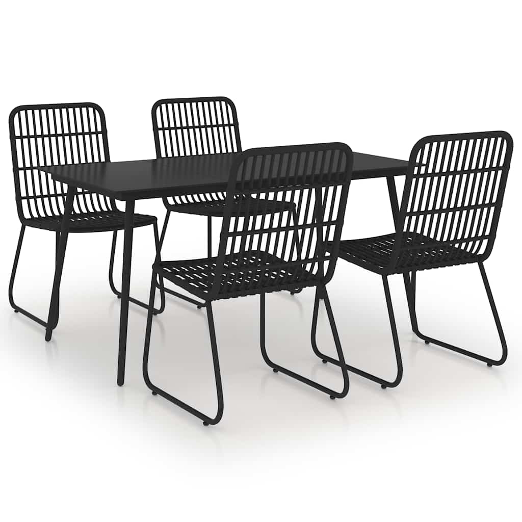 vidaXL 3-delige Tuinset poly rattan en glas