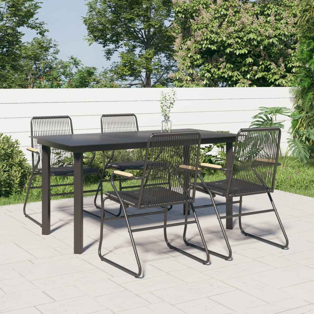 vidaXL 5-delige Tuinset PVC-rattan zwart