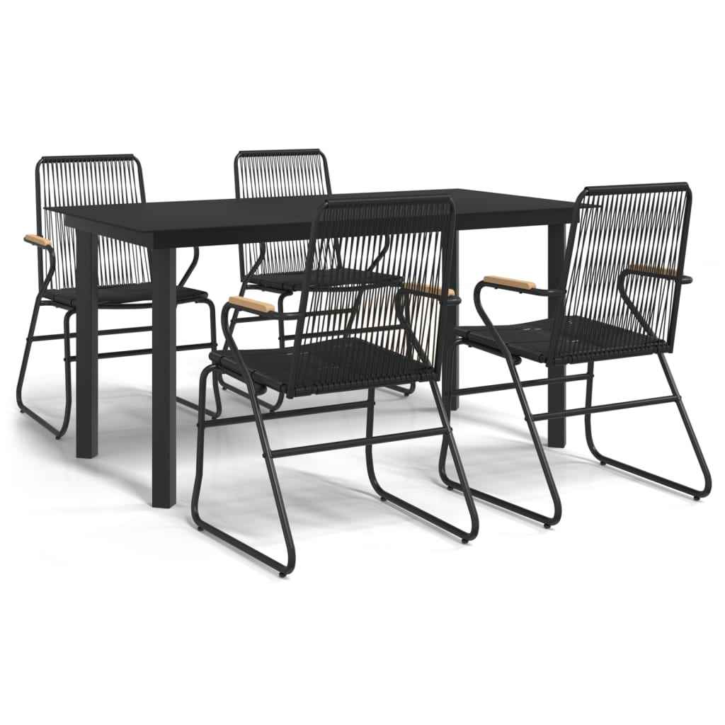 vidaXL 5-delige Tuinset PVC-rattan zwart