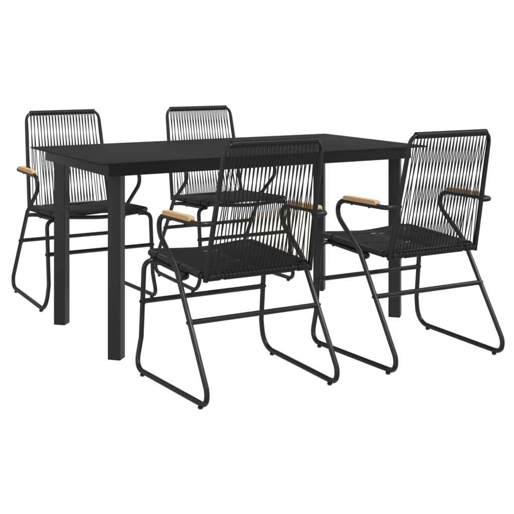 vidaXL 5-delige Tuinset PVC-rattan zwart