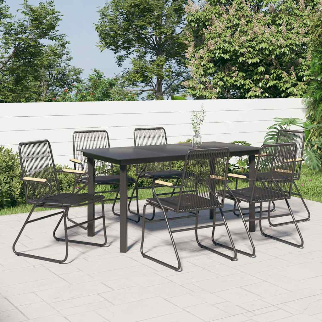 vidaXL 5-delige Tuinset PVC-rattan zwart