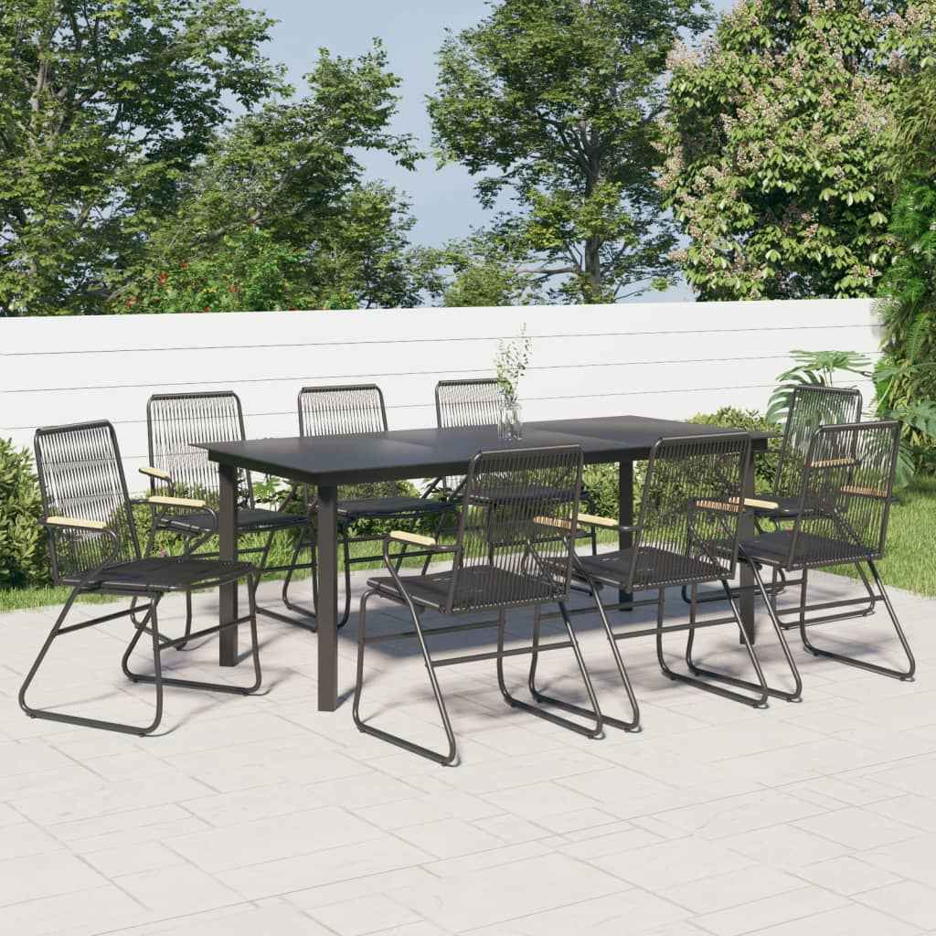 vidaXL 7-delige Tuinset PVC-rattan zwart