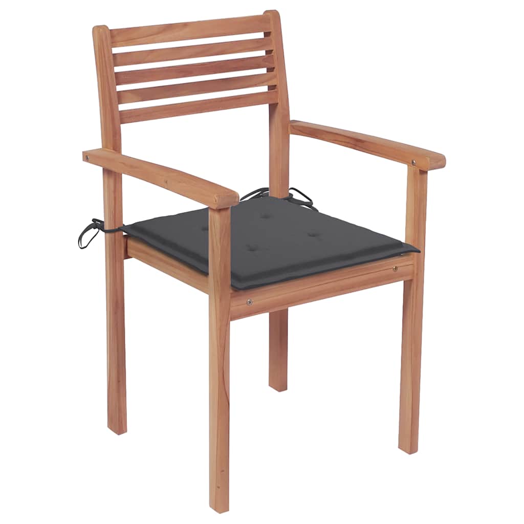 vidaXL Tuinstoelen 2 st met antracietkleurige kussens massief teakhout