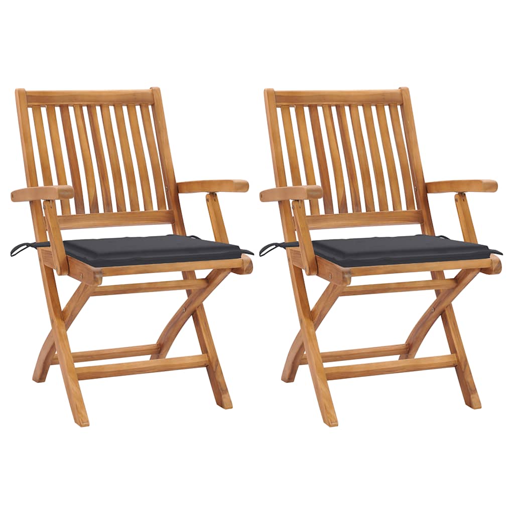 vidaXL Tuinstoelen 6 st inklapbaar met kussens massief teakhout