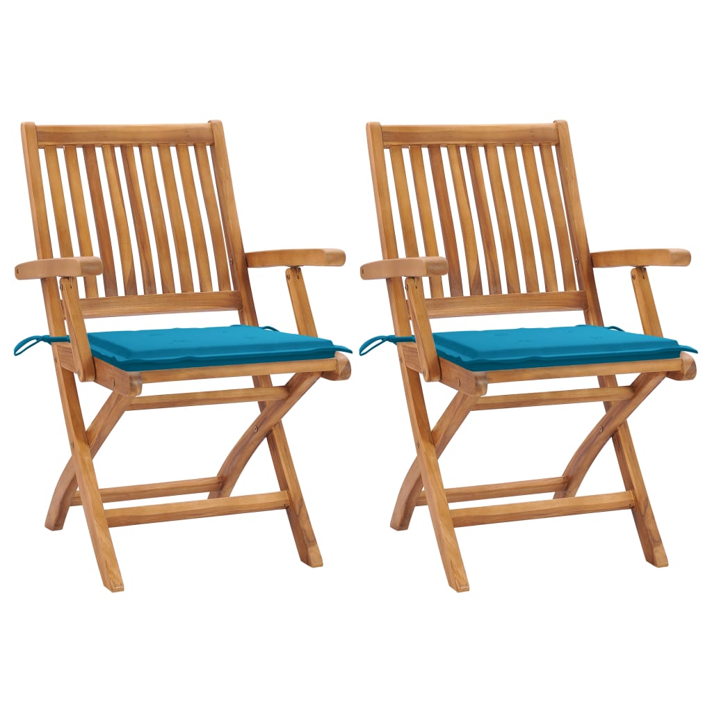 vidaXL Tuinstoelen 6 st inklapbaar met kussens massief teakhout