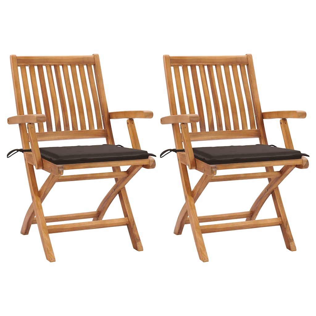 vidaXL Tuinstoelen 6 st inklapbaar met kussens massief teakhout
