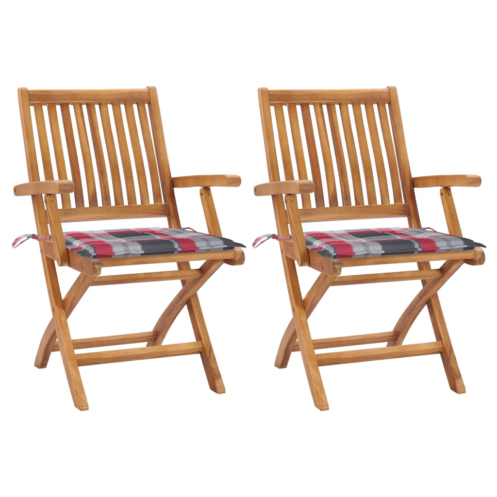 vidaXL Tuinstoelen 6 st inklapbaar met kussens massief teakhout