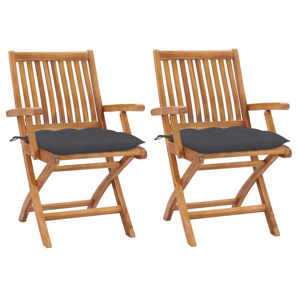 vidaXL Tuinstoelen 6 st inklapbaar met kussens massief teakhout