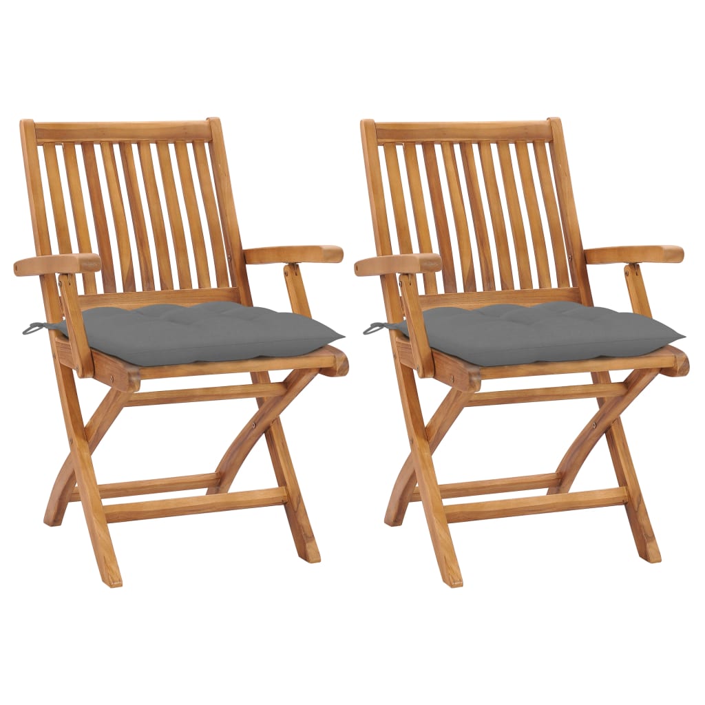vidaXL Tuinstoelen 6 st inklapbaar met kussens massief teakhout
