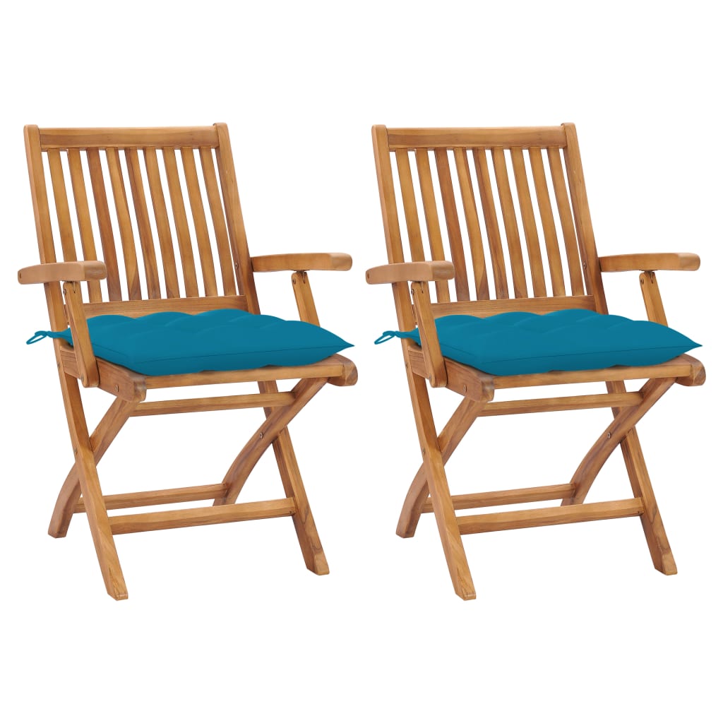 vidaXL Tuinstoelen 6 st inklapbaar met kussens massief teakhout