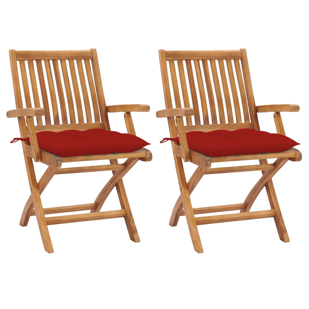vidaXL Tuinstoelen 6 st inklapbaar met kussens massief teakhout