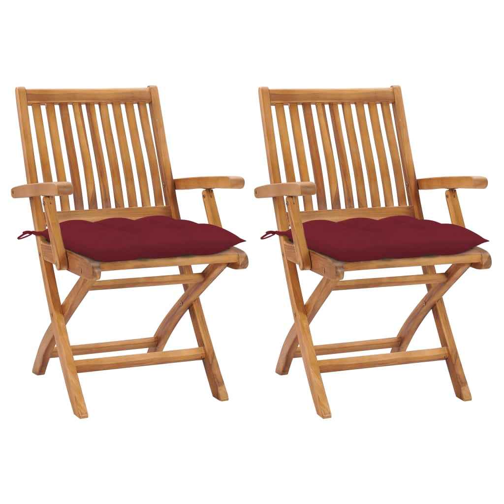 vidaXL Tuinstoelen 6 st inklapbaar met kussens massief teakhout