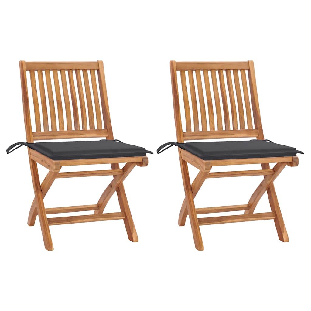 vidaXL Tuinstoelen 6 st inklapbaar met kussens massief teakhout