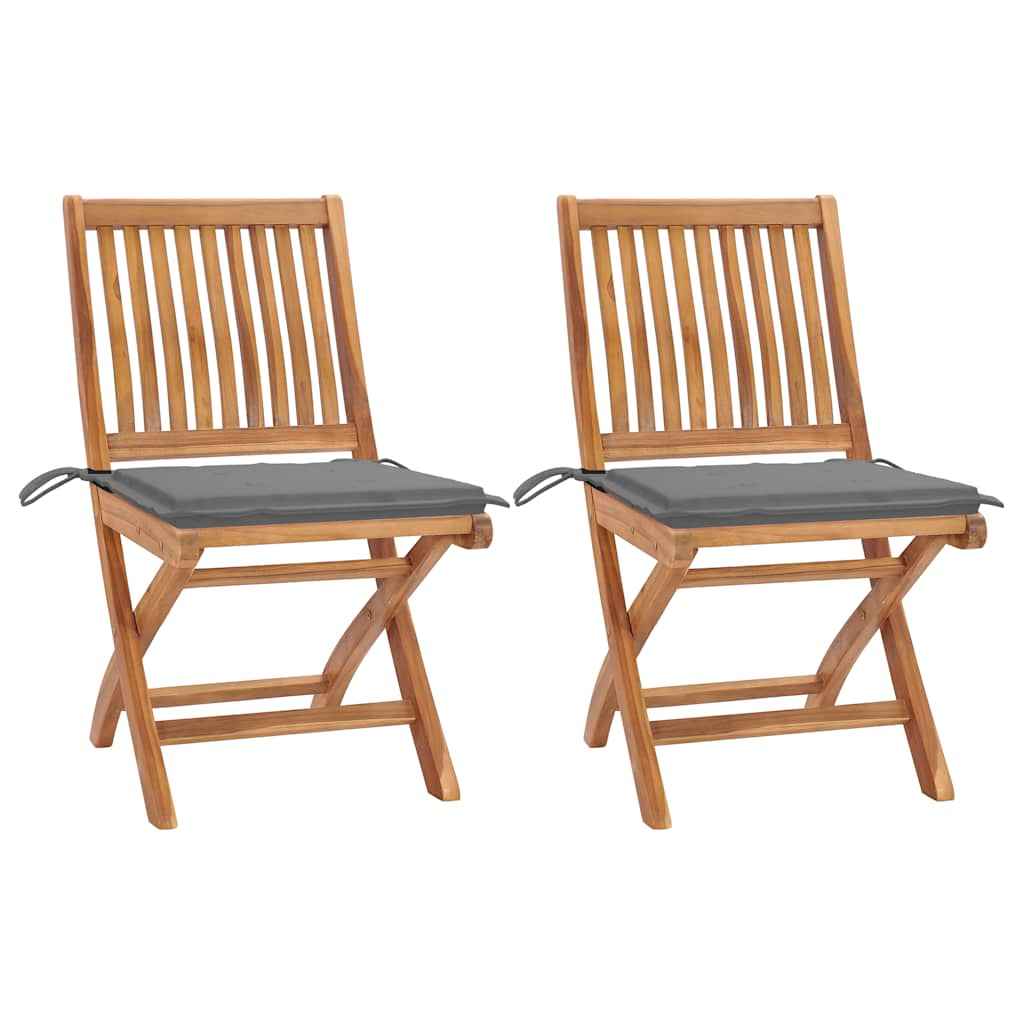 vidaXL Tuinstoelen 6 st inklapbaar met kussens massief teakhout