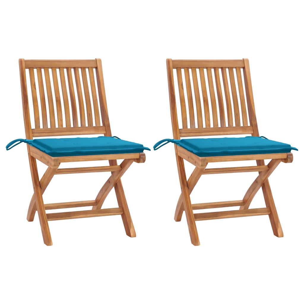 vidaXL Tuinstoelen 6 st inklapbaar met kussens massief teakhout