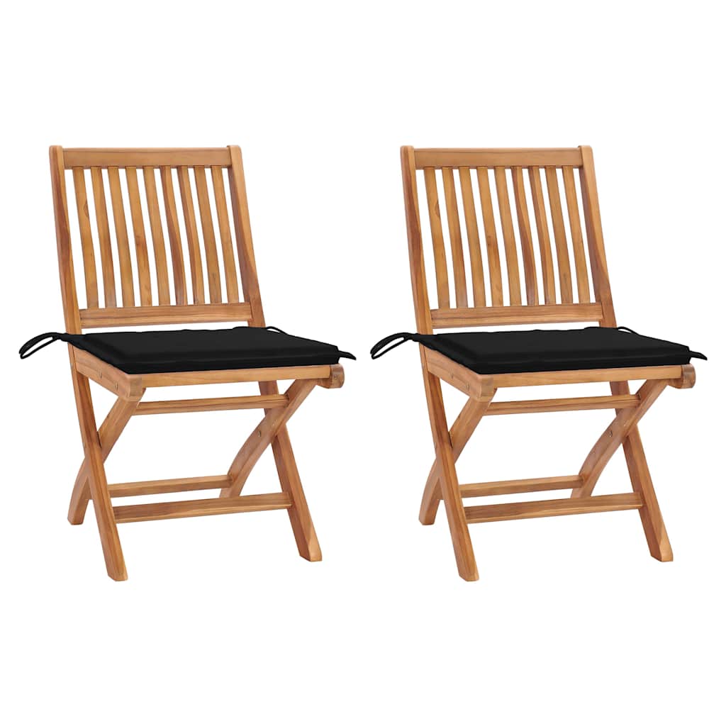 vidaXL Tuinstoelen 6 st inklapbaar met kussens massief teakhout