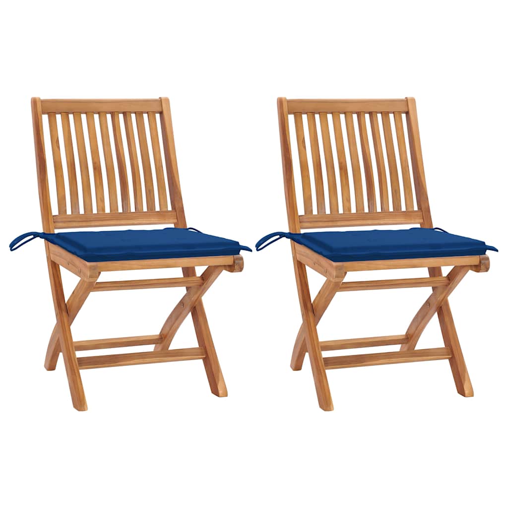 vidaXL Tuinstoelen 6 st inklapbaar met kussens massief teakhout