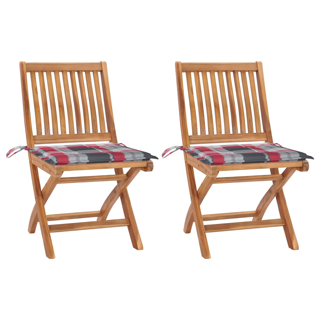 vidaXL Tuinstoelen 6 st inklapbaar met kussens massief teakhout